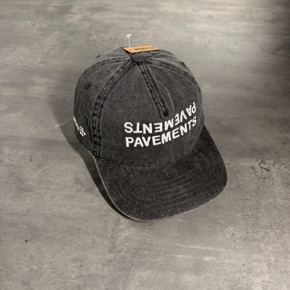 Pavements Film‎ Band Hat MUBI Cap Mens Black Gray Washed Denim Embroidered RARE